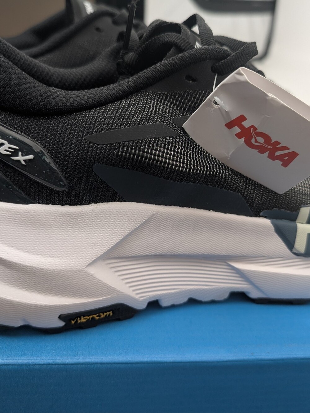 HOKA Mafate X Black Blue Vibram Trail Running Shoes - Picture 14 of 16